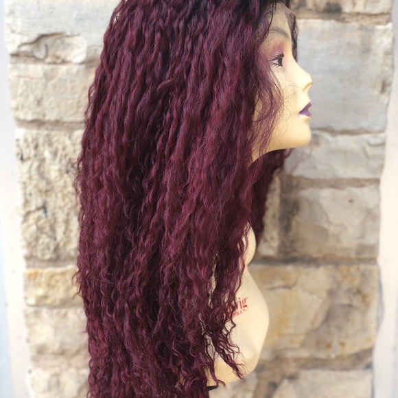 Burgundy Wine Spiral curls Lacefront Wig main image 6